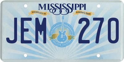 MS license plate JEM270