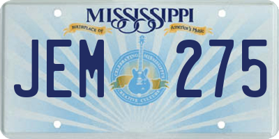 MS license plate JEM275