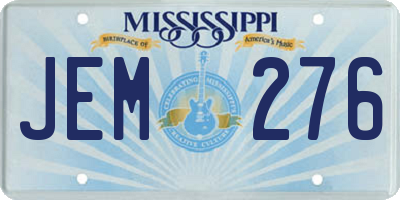 MS license plate JEM276