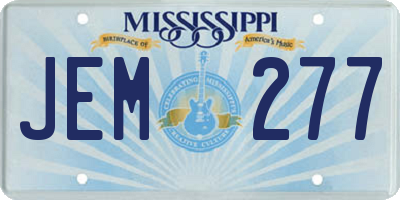 MS license plate JEM277