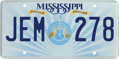 MS license plate JEM278