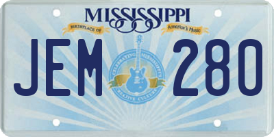 MS license plate JEM280