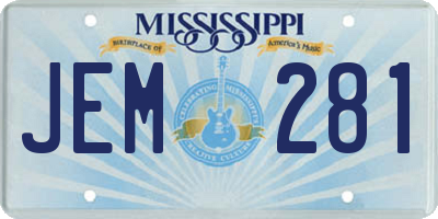 MS license plate JEM281