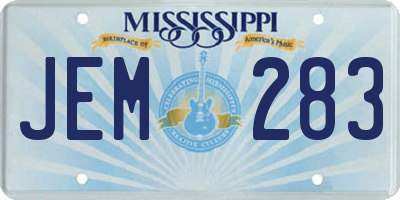 MS license plate JEM283
