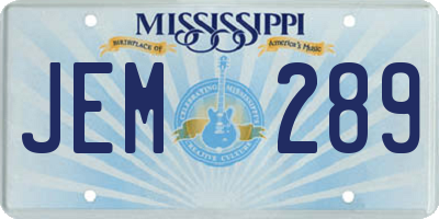 MS license plate JEM289