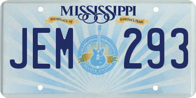 MS license plate JEM293
