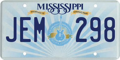 MS license plate JEM298