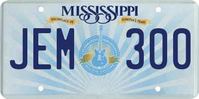 MS license plate JEM300