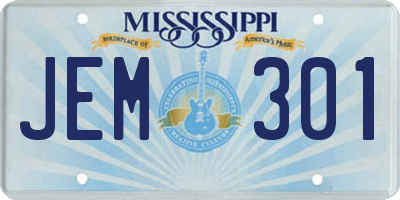 MS license plate JEM301