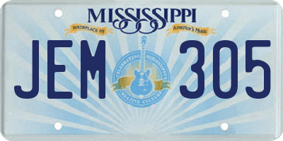 MS license plate JEM305