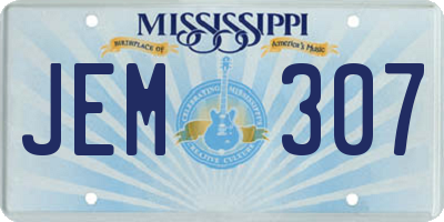 MS license plate JEM307