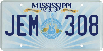 MS license plate JEM308