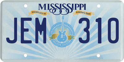MS license plate JEM310
