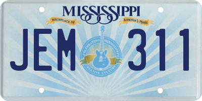MS license plate JEM311