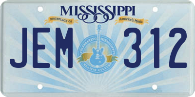 MS license plate JEM312