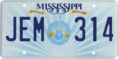 MS license plate JEM314