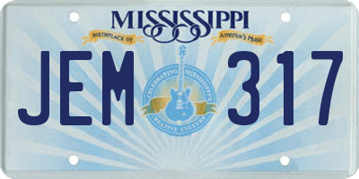 MS license plate JEM317