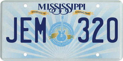 MS license plate JEM320