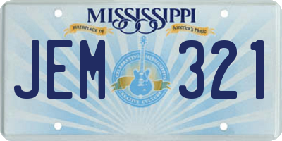 MS license plate JEM321