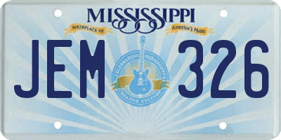 MS license plate JEM326