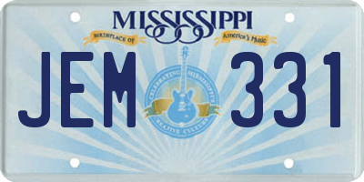 MS license plate JEM331