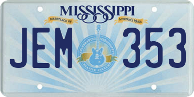 MS license plate JEM353