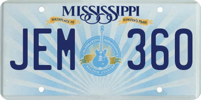 MS license plate JEM360
