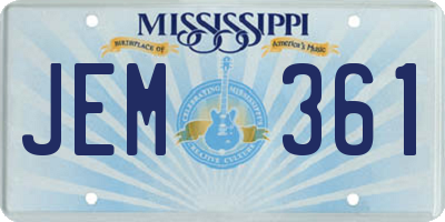 MS license plate JEM361