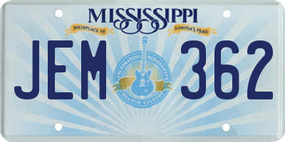 MS license plate JEM362