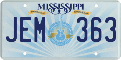MS license plate JEM363