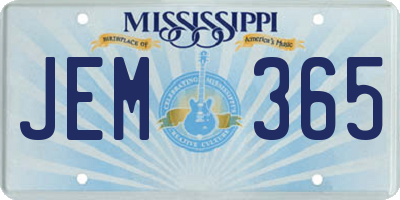 MS license plate JEM365