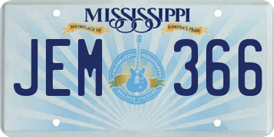 MS license plate JEM366