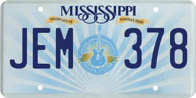 MS license plate JEM378