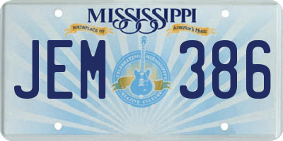 MS license plate JEM386
