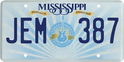 MS license plate JEM387