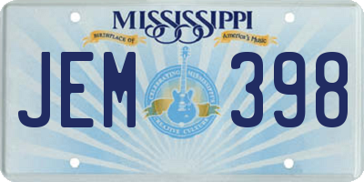 MS license plate JEM398