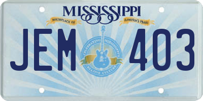 MS license plate JEM403