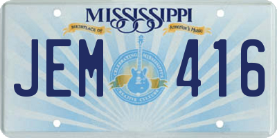 MS license plate JEM416