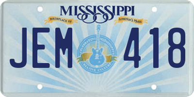 MS license plate JEM418