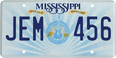 MS license plate JEM456
