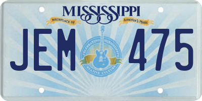 MS license plate JEM475