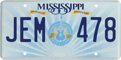 MS license plate JEM478