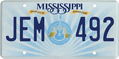 MS license plate JEM492