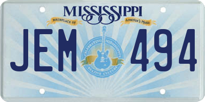 MS license plate JEM494