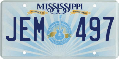 MS license plate JEM497