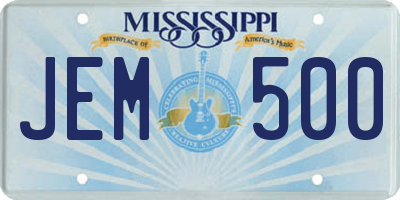 MS license plate JEM500