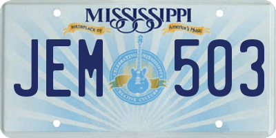 MS license plate JEM503