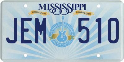MS license plate JEM510