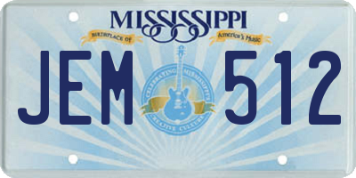 MS license plate JEM512