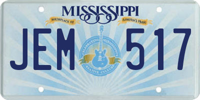 MS license plate JEM517